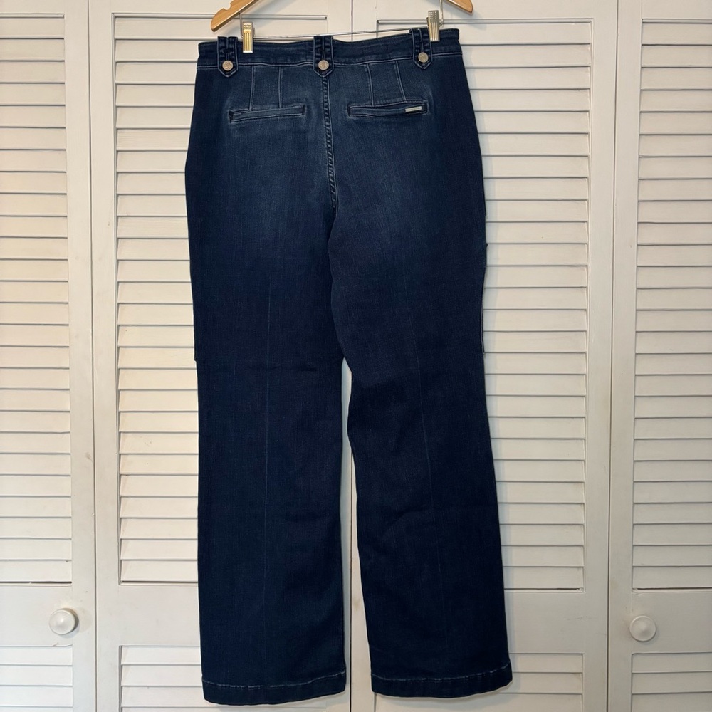 White House Black Market Women’s Extra High Rise Cargo Wide Leg Jeans Size 14 - Picture 3 of 12